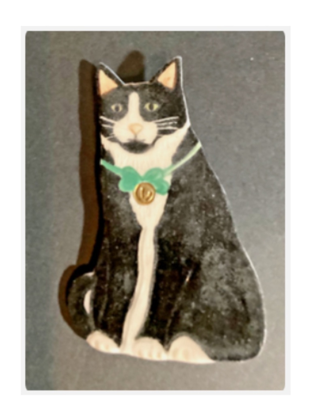 Vintage Ceramic Black Tuxedo Cat Pin - Stillwater Art
